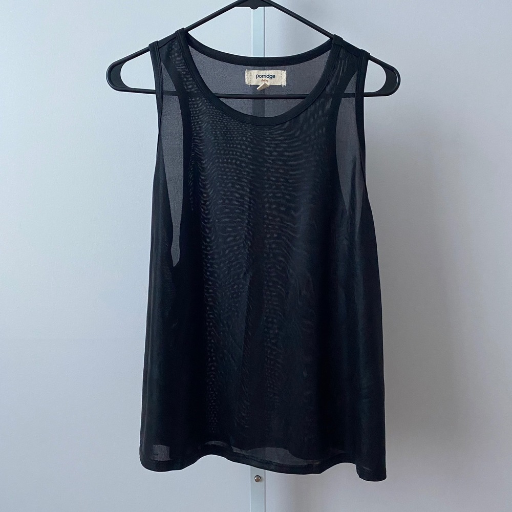 Porridge Sheer Mesh Witchy Goth Ethereal Office Siren Tank Top XL Black